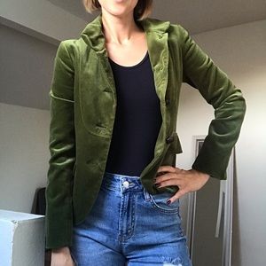 J. Crew green velvet jacket with adorable pocket